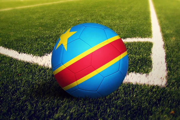 Bandera Del Congo Posición Patada Esquina Fondo Del Campo Fútbol — Foto de Stock