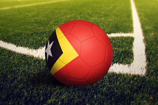 Timor Oriental Bandera Pelota Esquina Posición Patada Fondo Del Campo — Foto de Stock