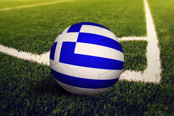 Bandera Grecia Posición Patada Esquina Fondo Del Campo Fútbol Tema — Foto de Stock
