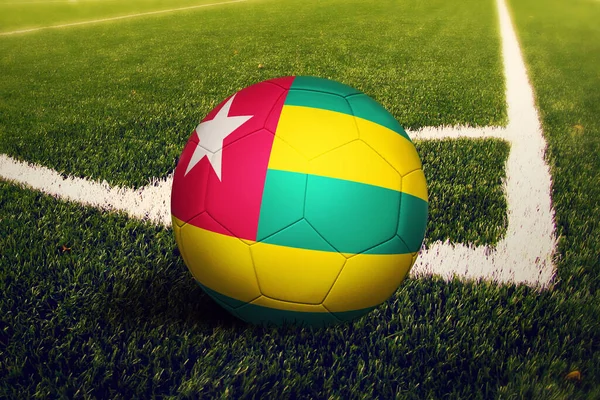 Bandera Togo Posición Patada Esquina Fondo Del Campo Fútbol Tema — Foto de Stock