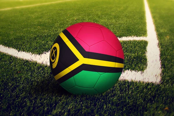 Bandera Vanuatu Posición Patada Esquina Fondo Del Campo Fútbol Tema — Foto de Stock