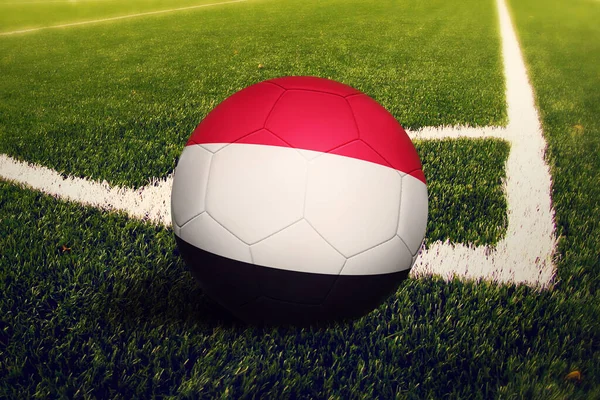 Bandera Yemen Posición Patada Esquina Fondo Del Campo Fútbol Tema — Foto de Stock