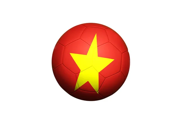 コーナーキック位置 サッカー場の背景でボールにベトナム国旗 緑の草をテーマにしたサッカー日本代表 — ストック写真