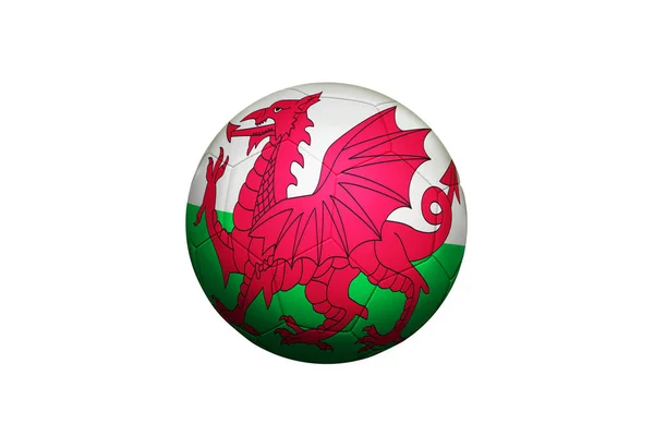 Bandeira Gales Bola Posição Chute Canto Fundo Campo Futebol Tema — Fotografia de Stock