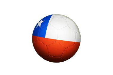 Şili bayrağı köşe vuruşu pozisyonunda, futbol sahasında. Ulusal futbol teması yeşil çimlerde.