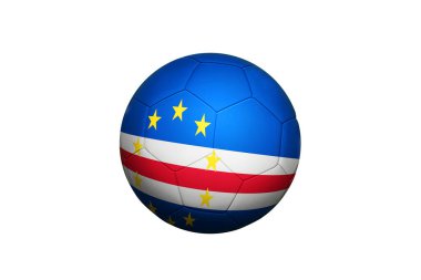 Top Cape Verde bayrağında, köşe vuruşu pozisyonunda, futbol sahasında. Ulusal futbol teması yeşil çimlerde.