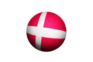 Danimarka bayrağı köşe vuruşunda, futbol sahasında arka planda. Ulusal futbol teması yeşil çimlerde.