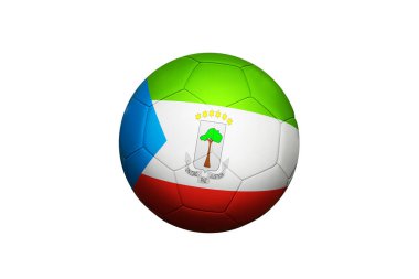 Ekvator Ginesi bayrağı köşe vuruşu pozisyonunda, futbol sahasında. Ulusal futbol teması yeşil çimlerde.