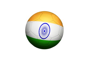 Hindistan bayrağı köşedeki top pozisyonunda, futbol sahasında. Ulusal futbol teması yeşil çimlerde.