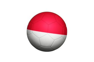 Endonezya bayrağı köşe vuruşu pozisyonunda, futbol sahasında. Ulusal futbol teması yeşil çimlerde.