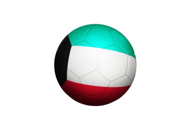 Kuveyt bayrağı köşe vuruşu pozisyonunda, futbol sahasında. Ulusal futbol teması yeşil çimlerde.