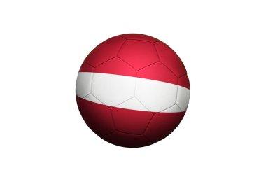 Letonya bayrağı köşe vuruşu pozisyonunda, futbol sahasında. Ulusal futbol teması yeşil çimlerde.
