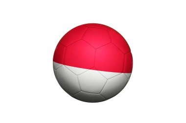 Köşede top üzerinde Monako bayrağı, futbol sahasında arka plan. Ulusal futbol teması yeşil çimlerde.