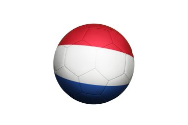 Hollanda bayrağı köşe vuruşu pozisyonunda, futbol sahasında. Ulusal futbol teması yeşil çimlerde.