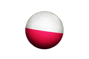 Polonya bayrağı köşede top pozisyonunda, futbol sahasında. Ulusal futbol teması yeşil çimlerde.