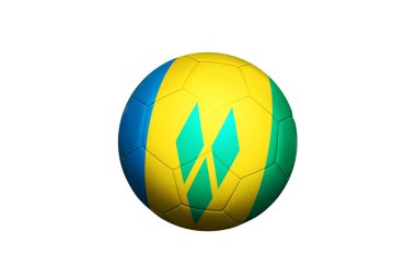 Saint Vincent ve Grenadines bayrağı köşe vuruşu pozisyonunda, futbol sahasında. Ulusal futbol teması yeşil çimlerde.