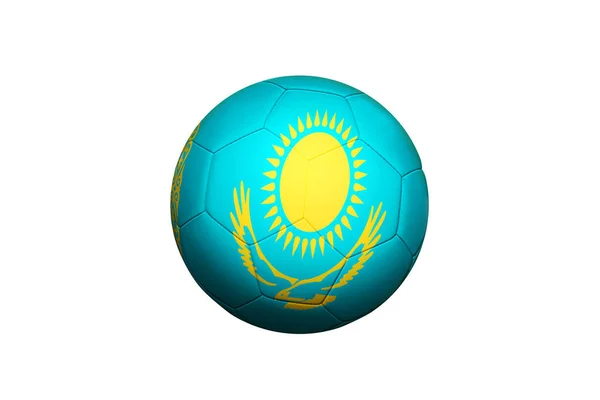 コーナーキック位置でボールにカザフスタンのフラグは サッカー場の背景 緑の草をテーマにしたサッカー日本代表 — ストック写真