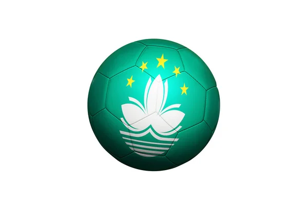 Macau Vlag Bal Hoek Kick Positie Voetbalveld Achtergrond Nationaal Voetbal — Stockfoto