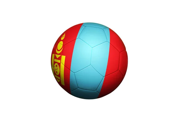 Drapeau Mongolie Sur Ballon Position Corner Kick Fond Terrain Football — Photo