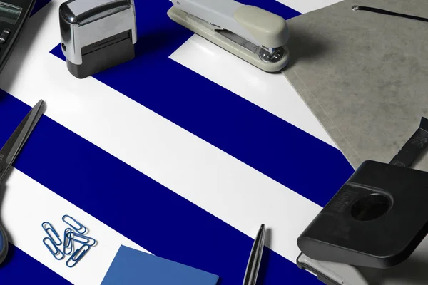 Bandera Grecia Con Antecedentes Lugar Trabajo Empleado Oficina Concepto Nacional — Foto de Stock