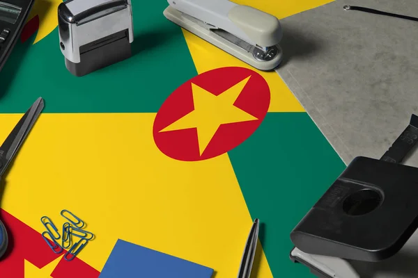 Bandera Granada Con Antecedentes Lugar Trabajo Del Secretario Oficina Concepto — Foto de Stock
