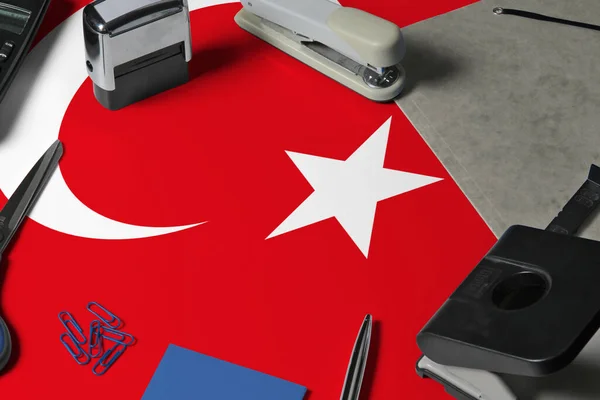 Bandera Turquía Con Antecedentes Lugar Trabajo Concepto Nacional Estacionario Con — Foto de Stock