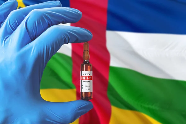 Флаг Центральноафриканской Республики Концепцией Coronavirus Covid Врач Синих Защитных Медицинских — стоковое фото