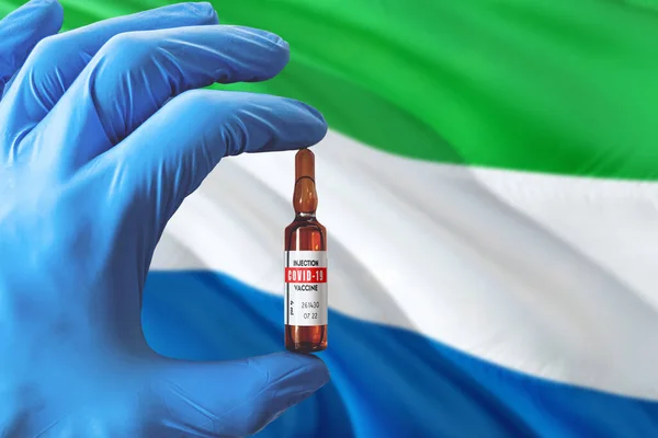 Sierra Leone Flag Coronavirus Covid Concept Doctor Blue Protection Medical — Stock Photo, Image