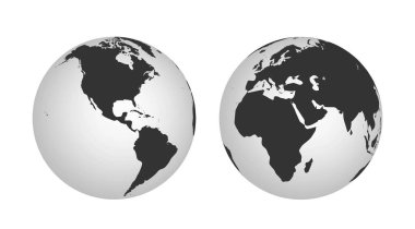 Dünya gezegeninin doğu ve batı yarımküreleri. dünya simgesi
