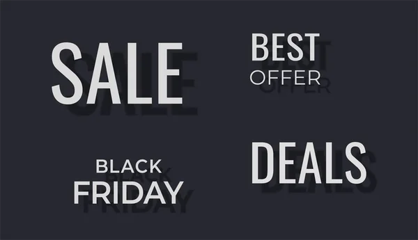 Árnyékmondatok eladása. promóciós betűk: fekete péntek, ajánlatok, legjobb ajánlat — Stock Vector