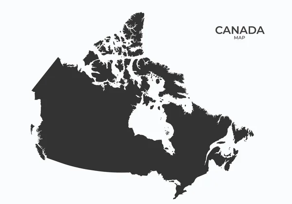 Kanada-Landkarte. schwarze Silhouette hoch detaillierte isolierte Vektorvorlage — Stockvektor