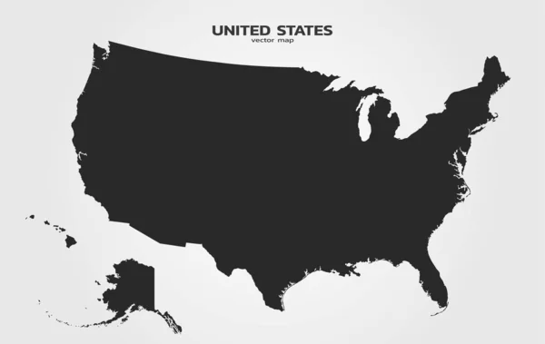 Estados Unidos de América mapa icono. silueta negra plantilla geográfica vectorial aislada. usa mapa con Alaska y Hawaii — Vector de stock
