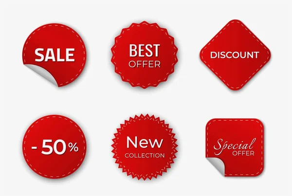 Set di adesivi vendita con offerta di sconto. promozione etichetta design — Vettoriale Stock