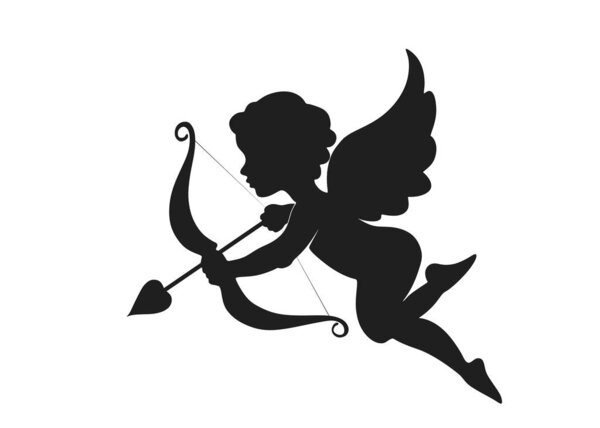 Cupid icon, love, wedding and valentines symbol. Cupid with bow and arrow