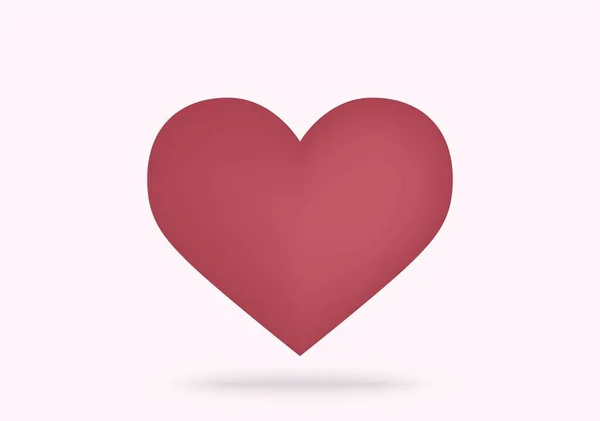 Czerwone serce z cieniem. Walentynkowy element wzornictwa — Wektor stockowy