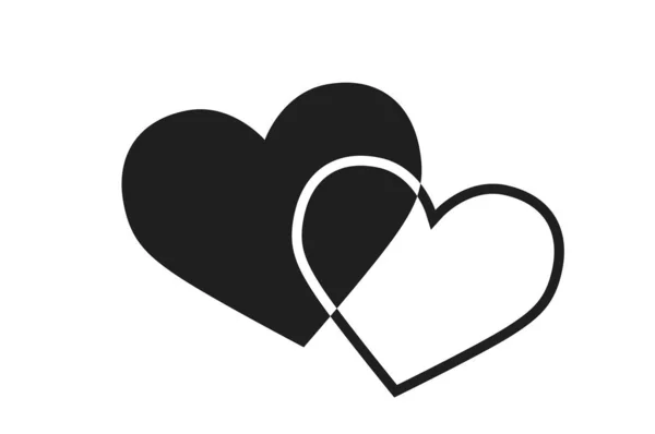 Iki kalp ikonu. aşk sembolü ve sevgililer günü tasarım elementi — Stok Vektör