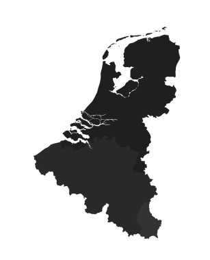 Benelux ülkeleri harita simgesi. izole vektör coğrafi şablonu