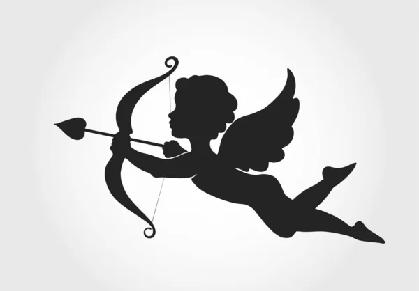 Cupido voando com arco e flecha. símbolo de amor — Vetor de Stock