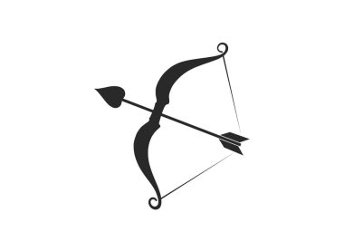 Aşk tanrısı yayı ve kalbi olan bir ok. Sevgililer Günü tasarım elementi