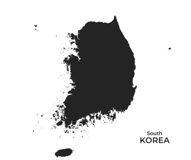 Güney Kore harita simgesi. Asyalı cou 'nun izole edilmiş coğrafi şablonu