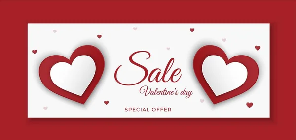 Valentine hari penjualan banner. desain promosi valentine. label iklan dengan hati - Stok Vektor