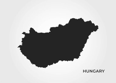 Macaristan harita simgesi. Avrupa ülkesinin izole edilmiş vektör coğrafi şablonu