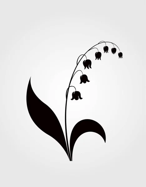 Lírio do vetor de flor de vale silhueta preta — Vetor de Stock