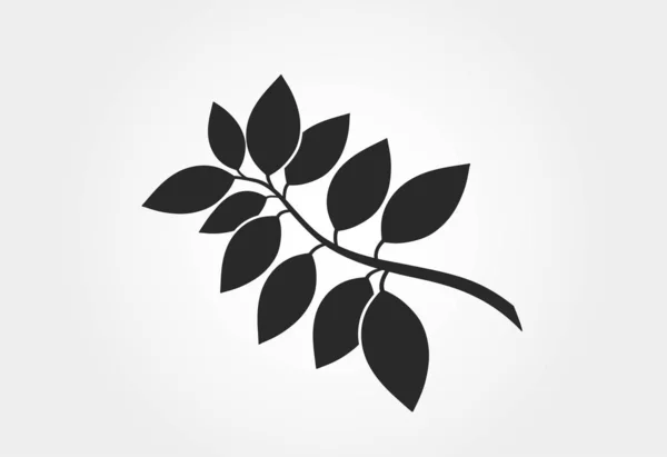 Сприг с листьями черного силуэта. элемент проектирования завода — стоковый вектор