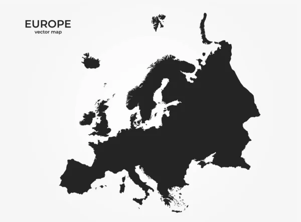 Ícone Mapa Europa Silhueta Preta Imagem Vetorial Isolada Continente Mundial — Vetor de Stock