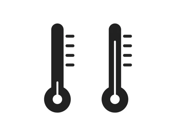 Set Icona Termometro Simbolo Temperatura Calda Fredda Nel Design Piatto — Vettoriale Stock