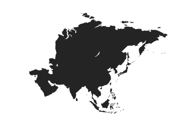 Asiakarta Ikonen Svart Silhuett Enkel Stil Isolerad Vektor Bild Kontinenten — Stock vektor