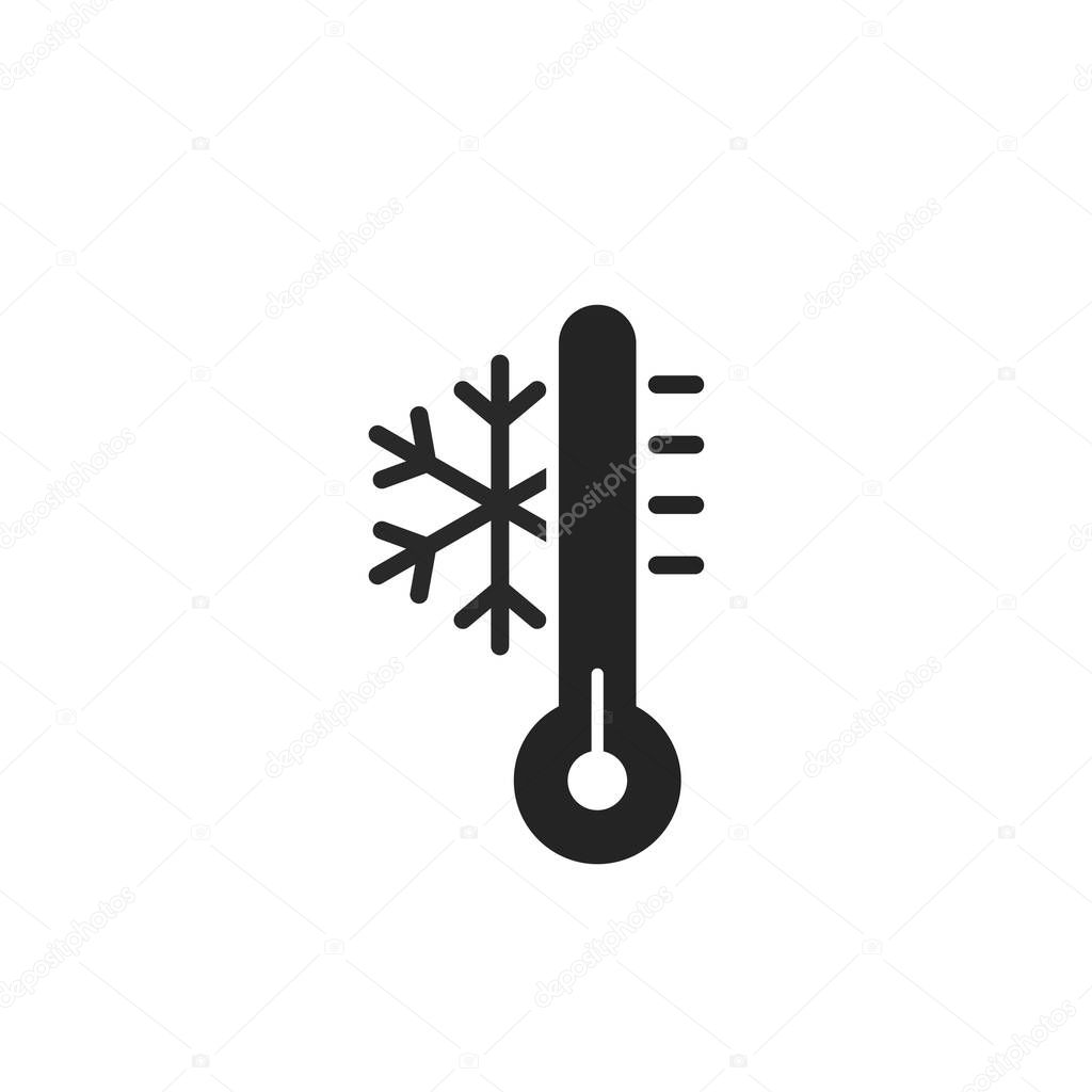 cold temperature symbol in simple flat design. thermometer icon. weather forecast sign for web site, button, mobile app, app, UI