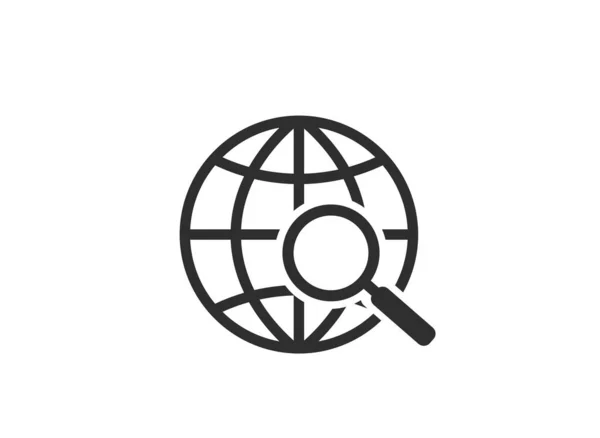 Значок Пошуку Глобусі Світова Земля Збільшувальне Скло Векторна Іконка Інтернету — стоковий вектор