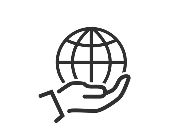 Globo Mão Ícone Ícone Vetor Mundo Terra Para Web —  Vetores de Stock